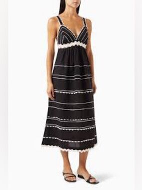 Sea New York Black Midi Dress with White Trim